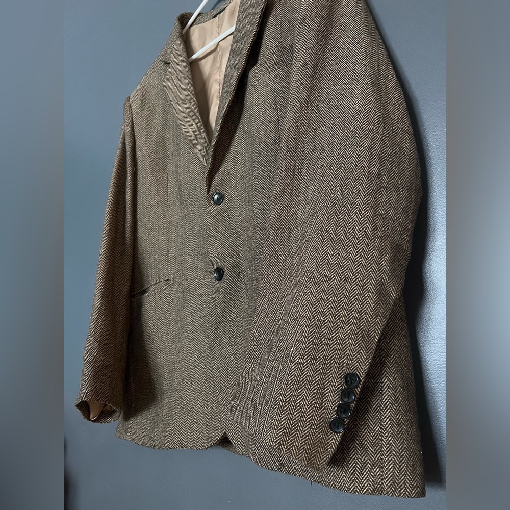 NWOT Mens Blazer Herringbone Tweed Jacket Two Button Wool Blend Sport Coat - Picture 7 of 14